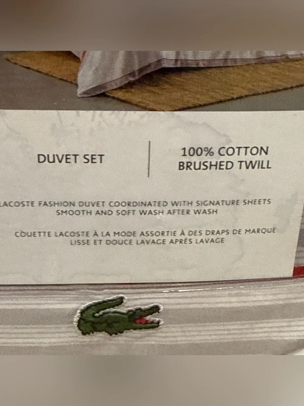Lacoste Sirocco Twin XL Duvet Set Red Stripe Archival Collection Open Box